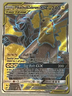 Pokemon Pikachu & Zekrom GX Full Art Ultra Rare Holo Team Up 162/181 - Image 1