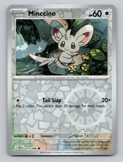 Reverse Holo Minccino 075/086 Common Black Bolt Pokemon - Image 1