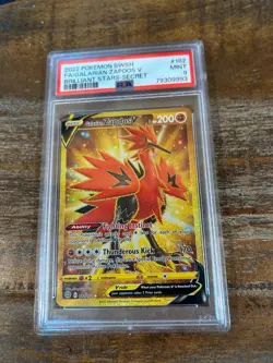 POKEMON 2022 Brilliant Stars Secret Rare FA GALARIAN ZAPDOS #182 PSA 9 Mint - Image 1