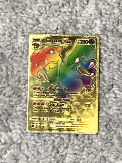 Charizard VStar HP280 Explosive Fire Rainbow Gold Foil Fan Art Display Card NM! - Image 1