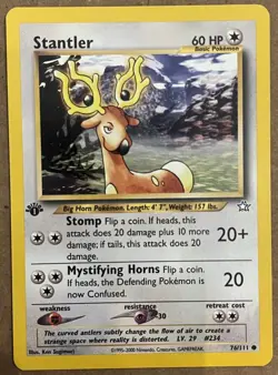Pokemon Stantler 76/111 1st Edition Neo Genesis Common Vintage WOTC Card LP+ - Image 1