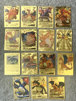 Set of 15 Charizard V, VMax, GX &More Gold Foil Fan Art Cards - Image 1