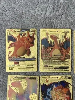 Set of 15 Charizard V, VMax, GX &More Gold Foil Fan Art Cards - Image 2