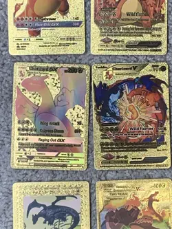 Set of 15 Charizard V, VMax, GX &More Gold Foil Fan Art Cards - Image 4