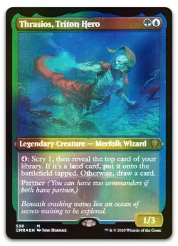 Thrasios, Triton Hero (Foil Etched) #538 (NM) Commander Legends CMR Magic MTG - Image 1