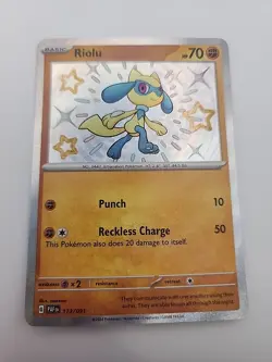 Riolu 173/091 Pokemon SV: Paldean Fates Holo Shiny Rare NM PACK FRESH - Image 1