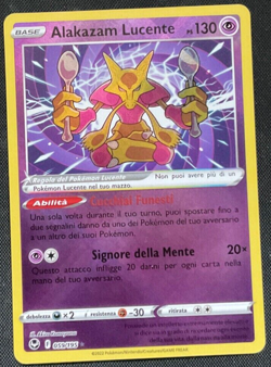 POKEMON - ALAKAZAM LUCENTE - HOLO - 059/195 • RARA - TEMPESTA ARGENTATA - MINT - Image 1