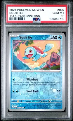 SQUIRTLE 007/165 PSA 10 POKEMON 151 COSTCO MINI TINS COSMOS POKEMON CARD ENGLISH - Image 1