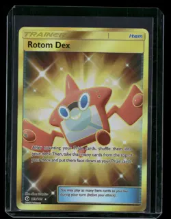 Rotom Dex (Secret) 159/149 Gold Holo SEC SM Base Set Pokemon Card NM/M - Image 1