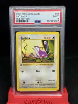 Rattata PSA 9 MINT 1st ed Base Shadowless Pokemon card 1999 WOTC - Image 1