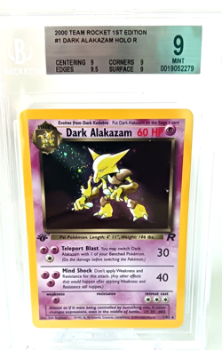 2000 Pokemon Team Rocket Dark Alakazam 1st Edition Holo Rare Card BGS 9 Mint - Image 1