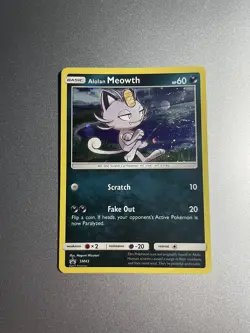 Alolan Meowth Holo Black Star Promo SM43, NM Pokemon Card - Image 1