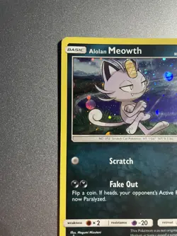 Alolan Meowth Holo Black Star Promo SM43, NM Pokemon Card - Image 5