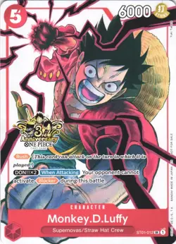 MONKEY.D.LUFFY (3RD ANNIVERSARY TOURNAMENT 3 BROTHERS PACK) ST01-012 NM - Image 1
