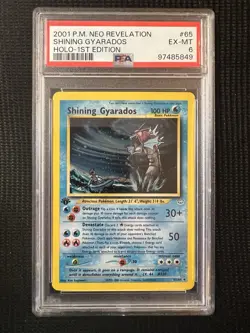 2001 POKEMON NEO REVELATION #65 SHINING GYARADOS HOLO 1st Edition PSA 6 - Image 1