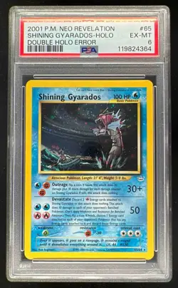 2001 Pokemon Neo Revelation Double Holo Error #65/64 Shining Gyarados Holo PSA 6 - Image 1