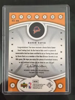 2006-07 Upper Deck Ovation Apparel #OA-BD Baron Davis Jersey - Warriors - Image 2