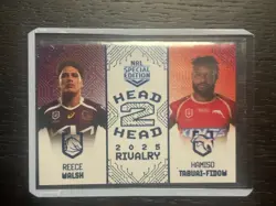 2025 NRL Rivalry Head 2 Head BLUE Reece Walsh Hamiso Tabuai-Fidow #128/165 - Image 1