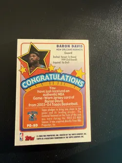 2003-04 Topps Pieces Of A Dream Game Used Patch #BD Baron Davis Jersey Hornets - Image 4