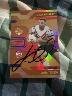 Signed James Tedesco Sydney Roosters 2025 NRL Rivalry Bronze Card - Image 1