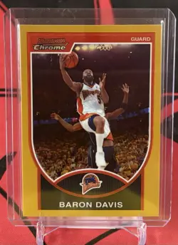 2007 BOWMAN CHROME GOLD REFRACTOR #105 BARON DAVIS /99 Golden State Warriors - Image 1