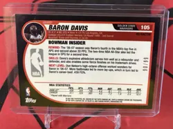 2007 BOWMAN CHROME GOLD REFRACTOR #105 BARON DAVIS /99 Golden State Warriors - Image 2