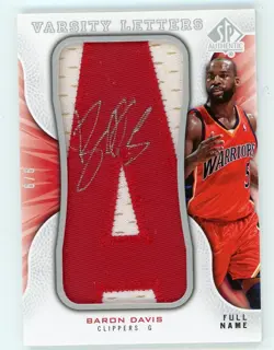 2008-09 SP Authentic BARON DAVIS LETTER PATCH AUTO 6/6 Los Angeles Clippers - Image 1