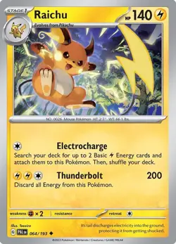 (2) Pikachu 062/193 & Raichu 064/193 Cards Pokemon Paldea Evolved TCG NM - Image 3