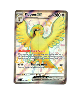 Pokemon Paldean Fates PIDGEOT EX 221/091 Shiny Ultra Rare Card MINT-NM - Image 1