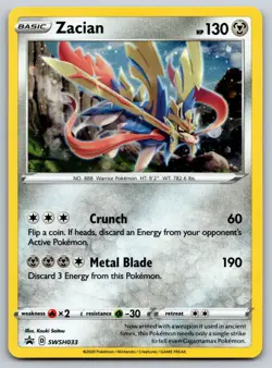 Zacian SWSH033 SWSH: Sword & Shield Promo Cards NM Pokemon Card TCG - Image 1