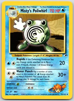 POKEMON GYM HEROES MISTY'S POLIWHIRL 53/132 UNCOMMON UNLIMITED LP - Image 1