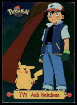 Pokemon Cards TV1 Ash Ketchum HOLO Topps Trading Cards Series 1 LP - Image 1