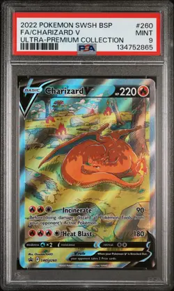 2022 Pokemon Swsh Black Star Promo #260 Full Art Charizard V PSA9 - Image 1