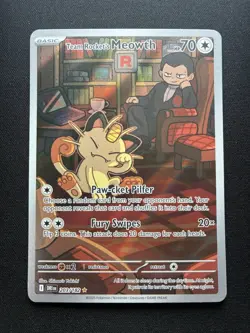 Pokemon: Team Rocket's Meowth Illustration Rare IR Holo 203/182 Destined Rivals - Image 1