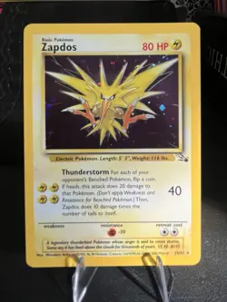 Pokemon Zapdos Fossil Holo Rare Unlimited 15/62 1999 80 HP English - Image 1