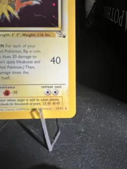 Pokemon Zapdos Fossil Holo Rare Unlimited 15/62 1999 80 HP English - Image 4