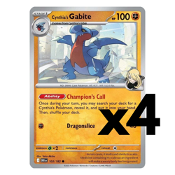 4x Cynthia's Gabite - 103/182 - SV10: Destined Rivals Pokemon Playset x4 - Image 1