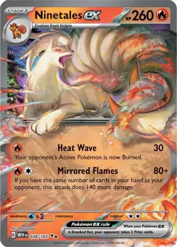Pokemon TCG Ninetales ex Scarlet & Violet 151 038/165 Holo Double Rare - Image 1