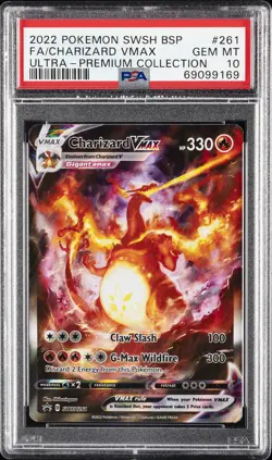 2022 POKEMON SWSH BLACK STAR PROMO #261 FULL ART/CHARIZARD VMAX PSA 10 - Image 1