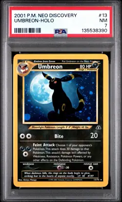 Umbreon 13/75 Neo Discovery Holo PSA 7, With Swirl And Holo Bleed On Eye & Nose! - Image 1