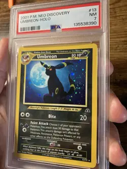 Umbreon 13/75 Neo Discovery Holo PSA 7, With Swirl And Holo Bleed On Eye & Nose! - Image 3