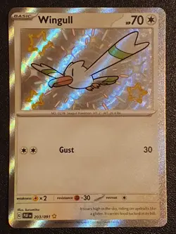 Pokemon - Wingull - 203/091 - SV Paldean Fates - Shiny Rare Card - Image 1