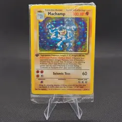 Pokemon Sealed Machamp Base Set Unlimited Holo Rare 100 HP Card 8/102 English - Image 1