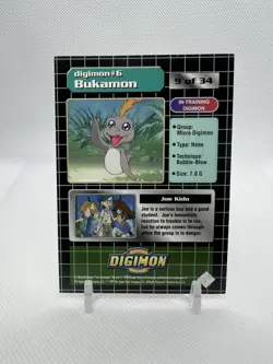 1999 Digimon Animated Series Exclusive Preview Joe & Bukamon Holo Card #9 of 34 - Image 2