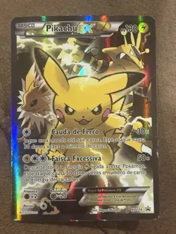 Pokemon Pikachu EX XY124 Black Star Promo 2016 Holo Card TCG Portuguese - Image 1