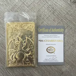 Vintage Pokemon 1999 CHARIZARD Burger King Promo 23k Gold Plated Trading Card - Image 1