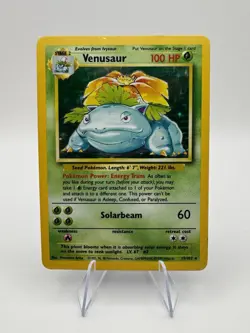 1999 Pokemon Venusaur Holo Base Set Unlimited Rare Holographic Card 15/102 - Image 1