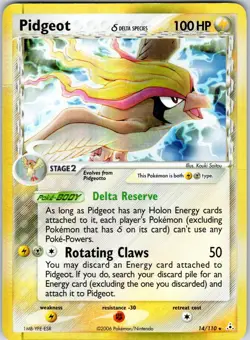 PIDGEOT Δ 14/110 HOLO HOLON PHANTOMS POKEMON DMG - Image 1