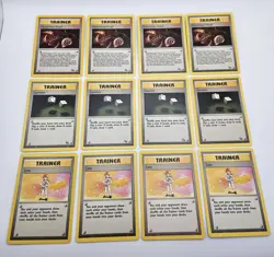 Pokemon Trainer Card Lot Mysterious Fossil | Gambler | Lass WOTC LP–NM - Image 2