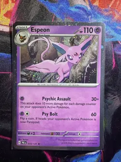 Pokemon TCG Espeon Prismatic Evolutions 033/131 Cosmo Holo x1 Fart Swirl 💫 - Image 1